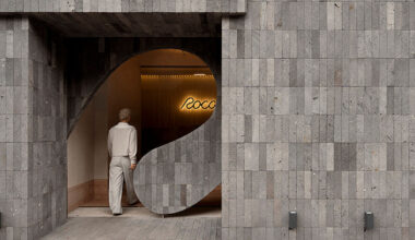granite and fabric interplay at roca pilates studio in mexico