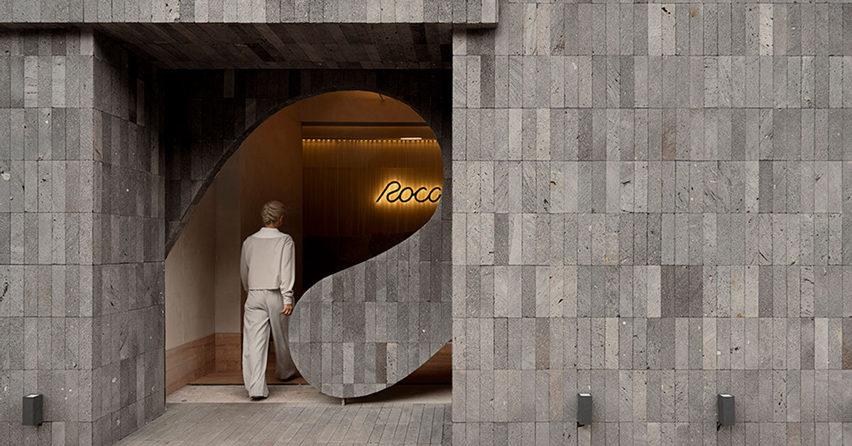 granite and fabric interplay at roca pilates studio in mexico