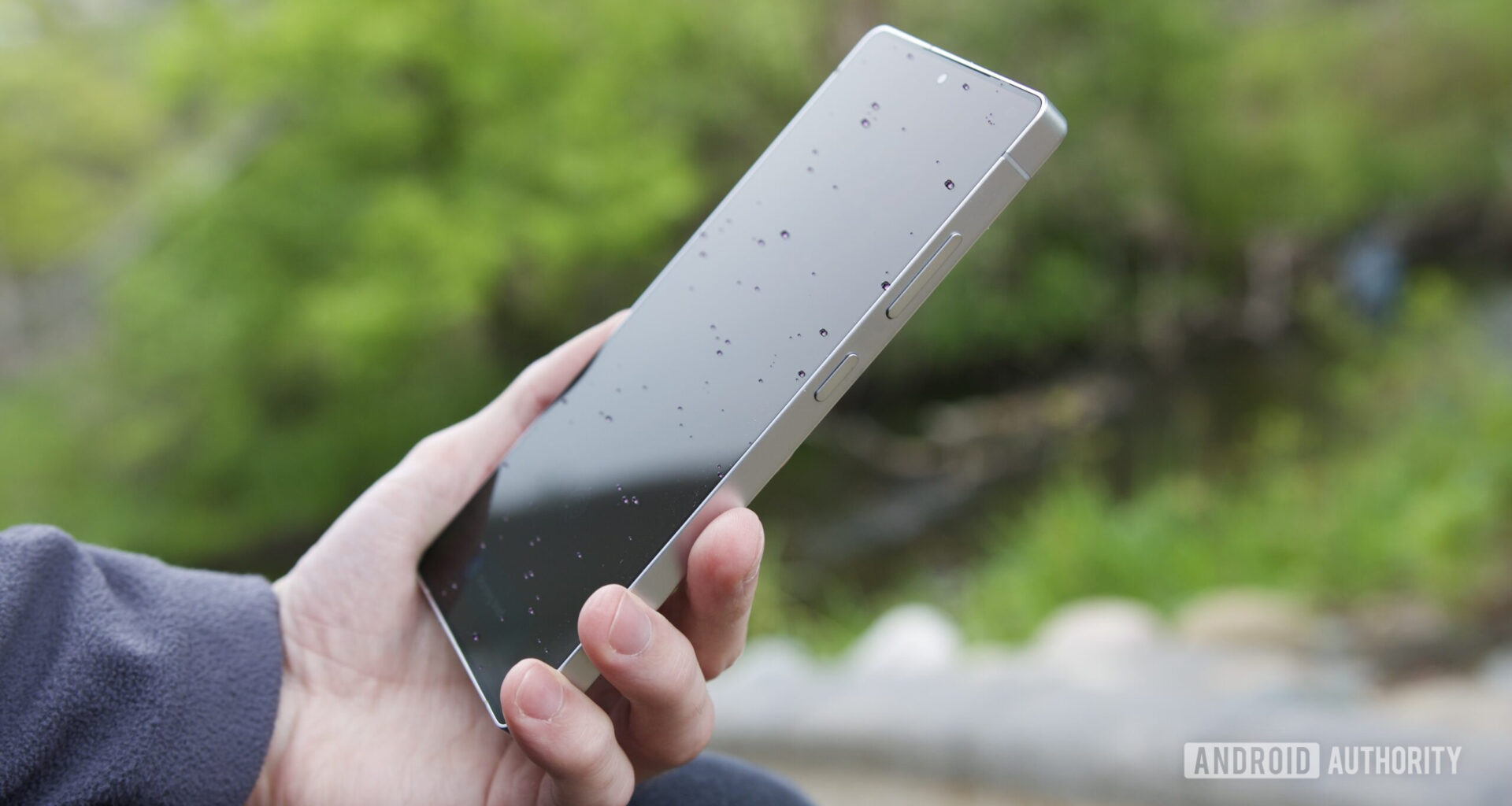 A side view of someone holding the Samsung Galaxy S25 Ultra.