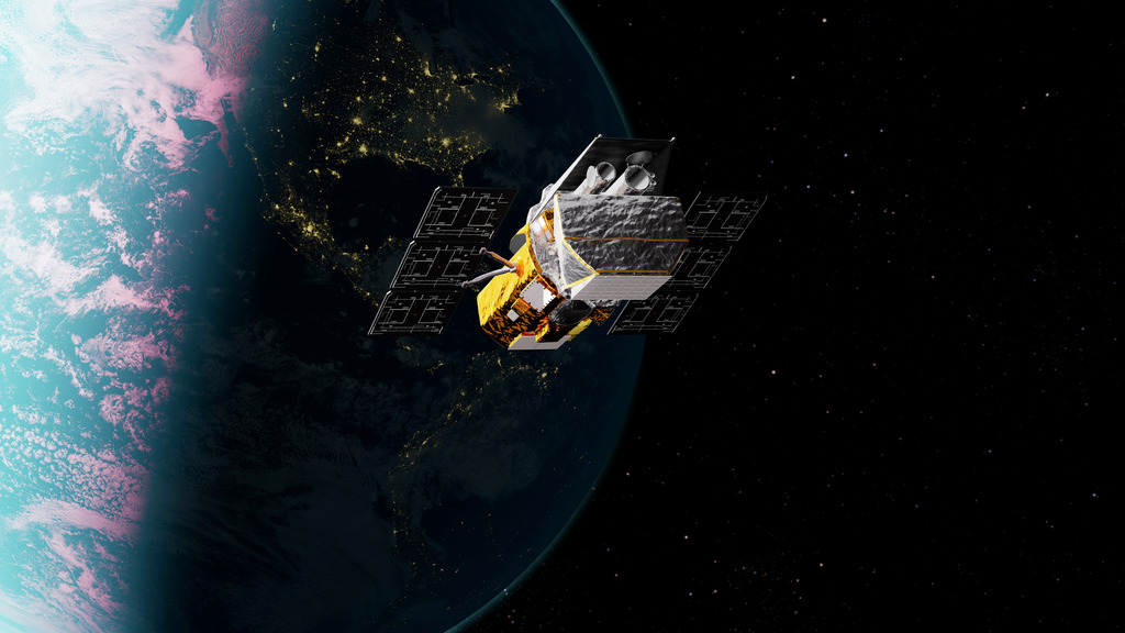 NASA’s Neil Gehrels Swift Observatory, shown in this artist’s concept, orbits Earth as it studies the ever-changing universe.