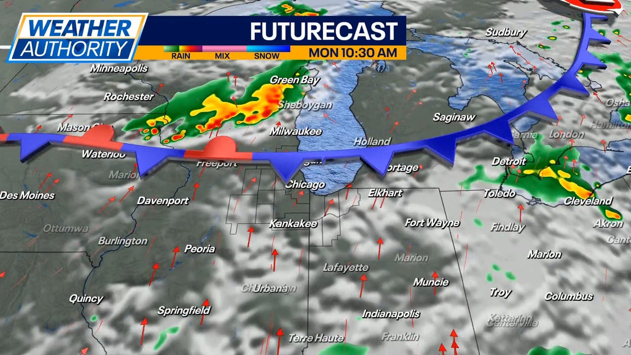 Chicago weather: On and off showers and storms expected early this week