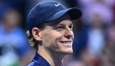 Jannik Sinner celebrates his fourth-round victory against Alexander Bublik Monday at the US Open.