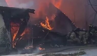 Chilling video captures moment a garage engulfed in flames collapsed on a Fort Worth firefighter, trapping him inside