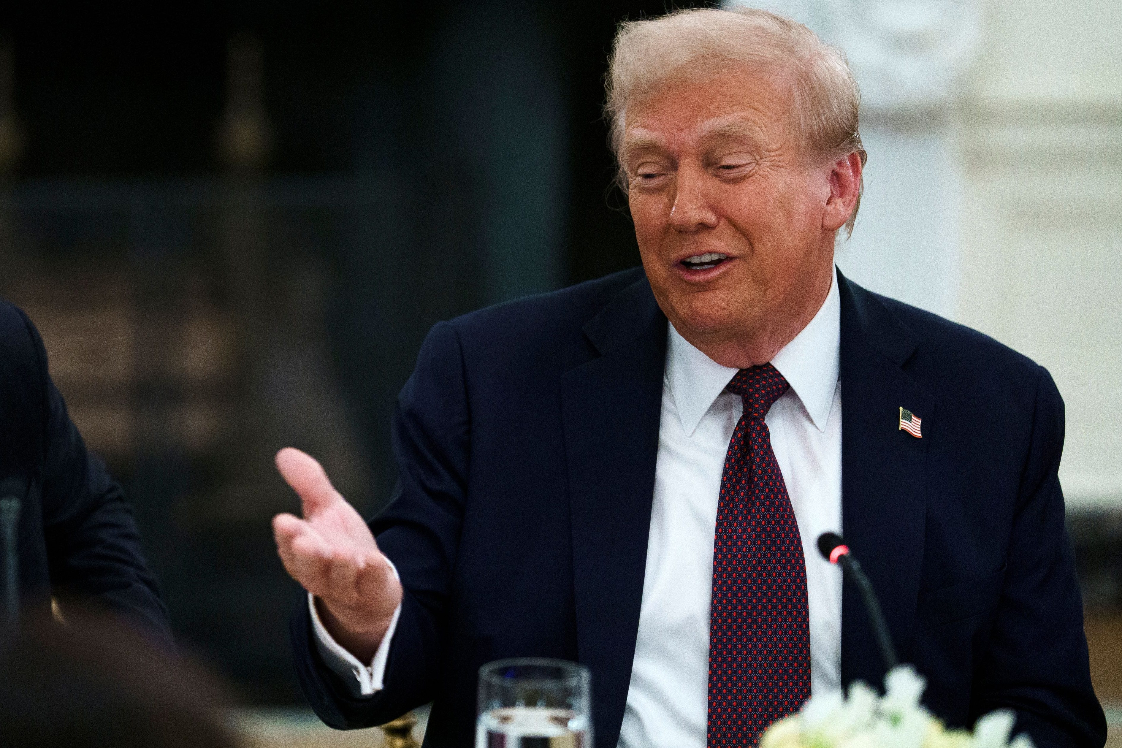 President Trump and Mark Zuckerberg at a White House dinner with tech leaders.