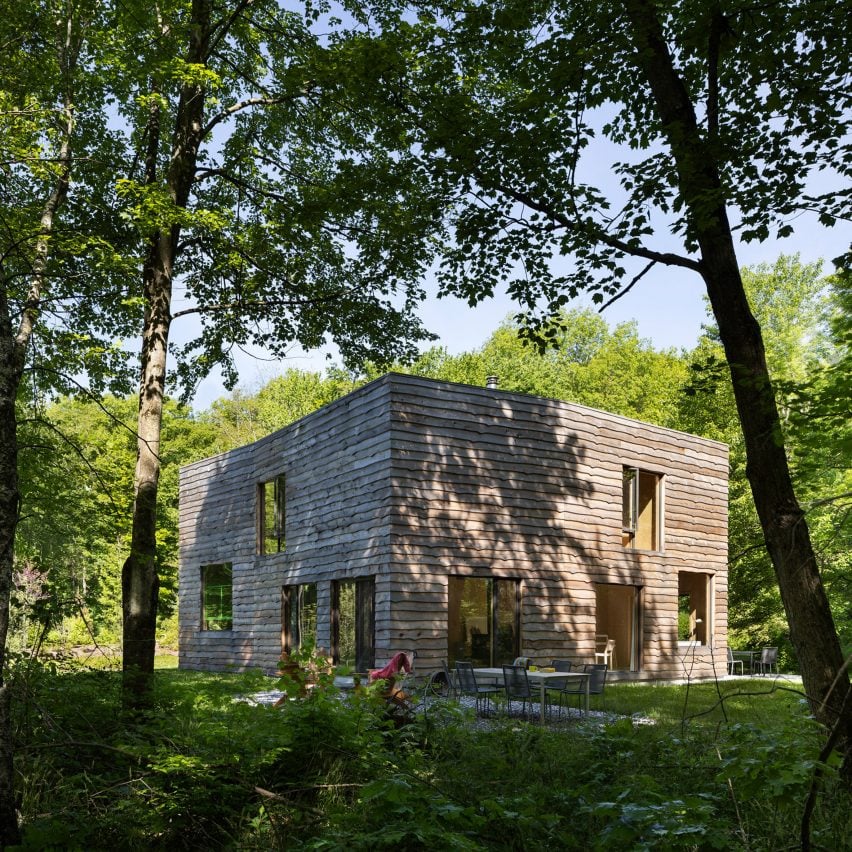 Exterior of CLT House in Hudson Valley by nArchitects