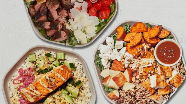 A selection of dishes from Sweetgreen, which will open its fifth San Diego County location on Tuesday in Mission Valley. (Sweetgreen)
