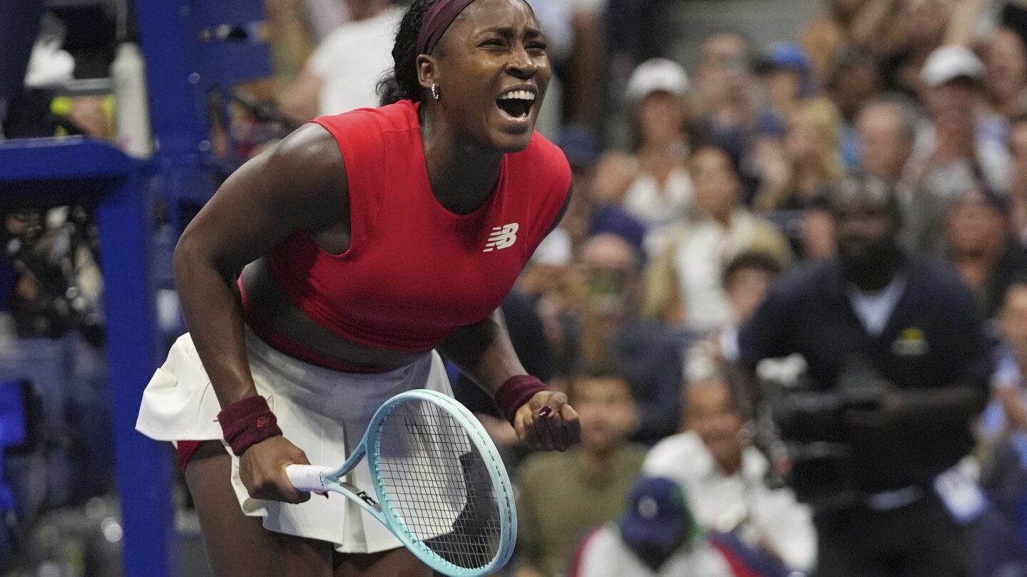 Coco Gauff and Naomi Osaka play at the US Open on Monday