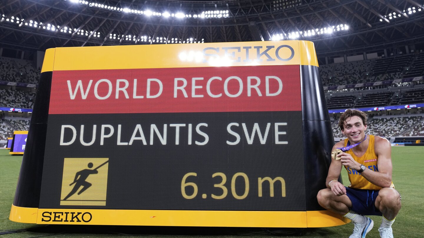 Duplantis breaks pole vault world record again at the worlds