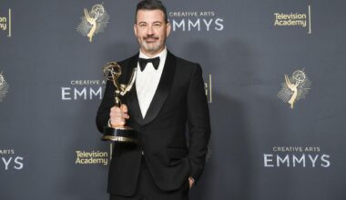 Jimmy Kimmel is standing up for fellow Emmy nominee Colbert