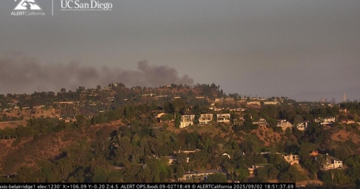 Brush fire burns in the Hollywood Hills, threatening homes