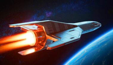 Illustration of a spacecraft enabled by nuclear thermal propulsion.