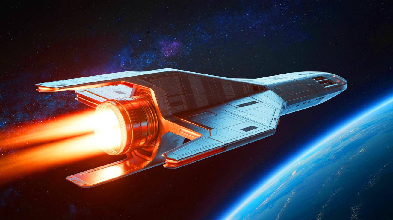 Illustration of a spacecraft enabled by nuclear thermal propulsion.