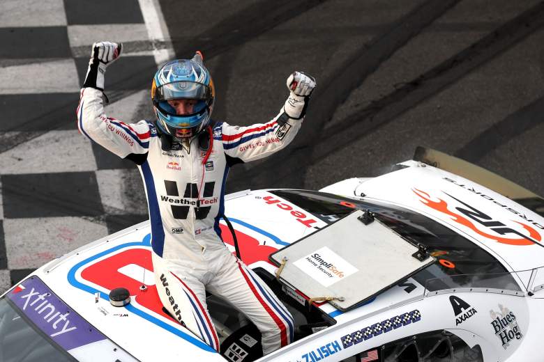 NASCAR Xfinity Series driver Connor Zilisch celebrates his sixth win in his past seven starts.