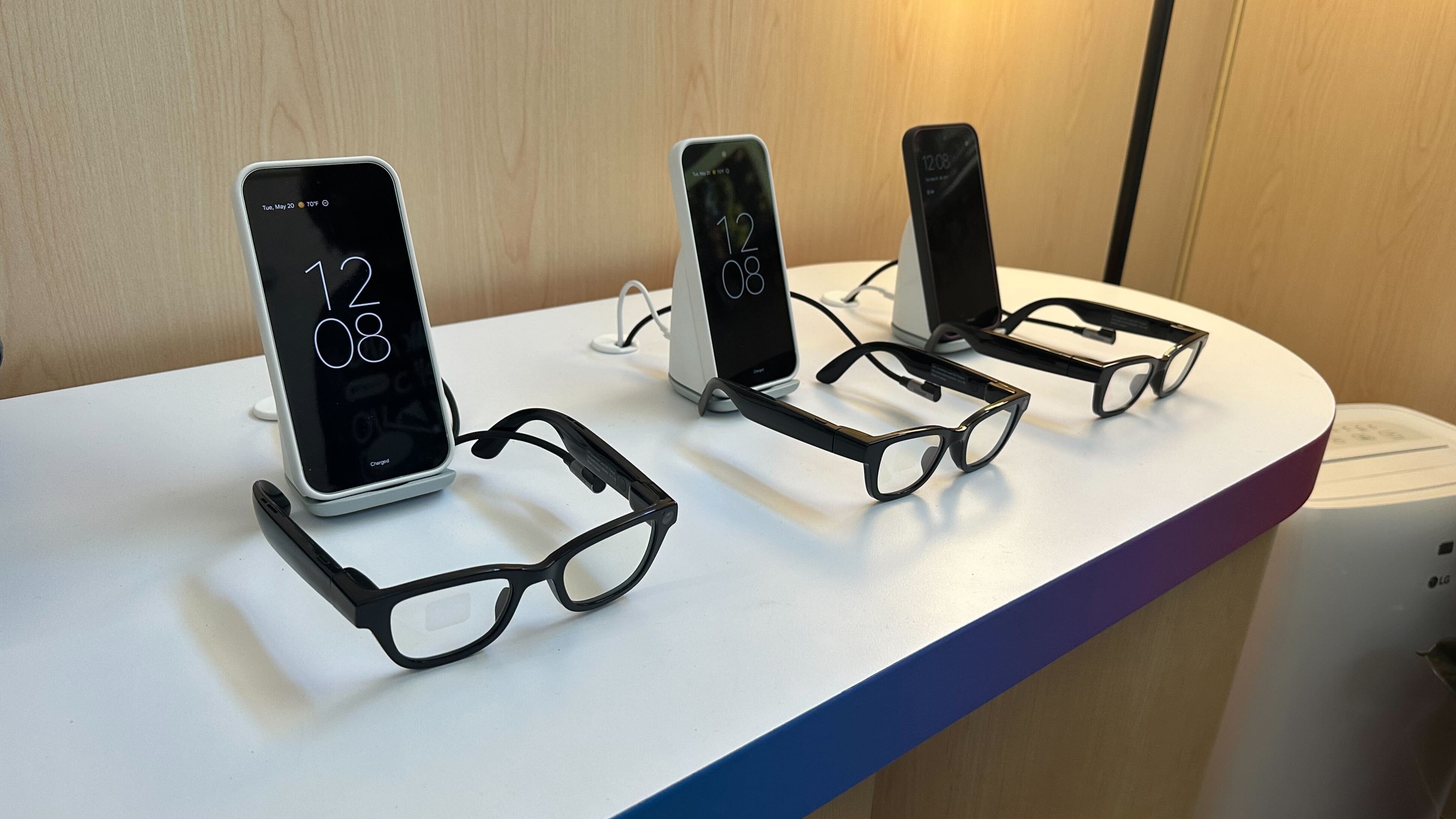 Android XR prototype glasses and Pixel smartphones
