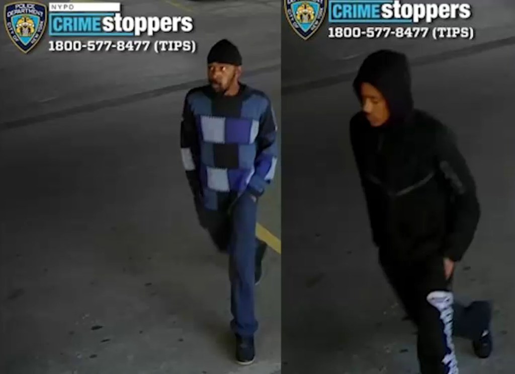 Collage of two images showing two different men wanted by the NYPD Crime Stoppers.