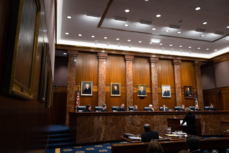 The Supreme Court of Texas hears arguments at the Supreme Court Building in Austin on Jan. 9, 2023.