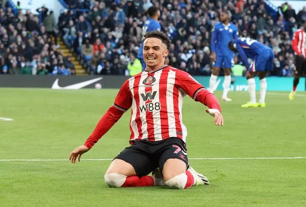 Chemsdine Talbi celebrating Sunderland's winner at Chelsea