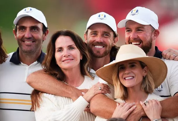 Tommy Fleetwood of Team Europe with his wife Clare Fleetwood