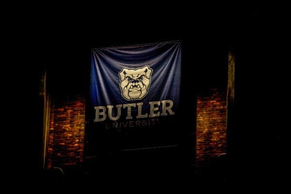Butler Bulldog banners and signage during the game against Missouri State