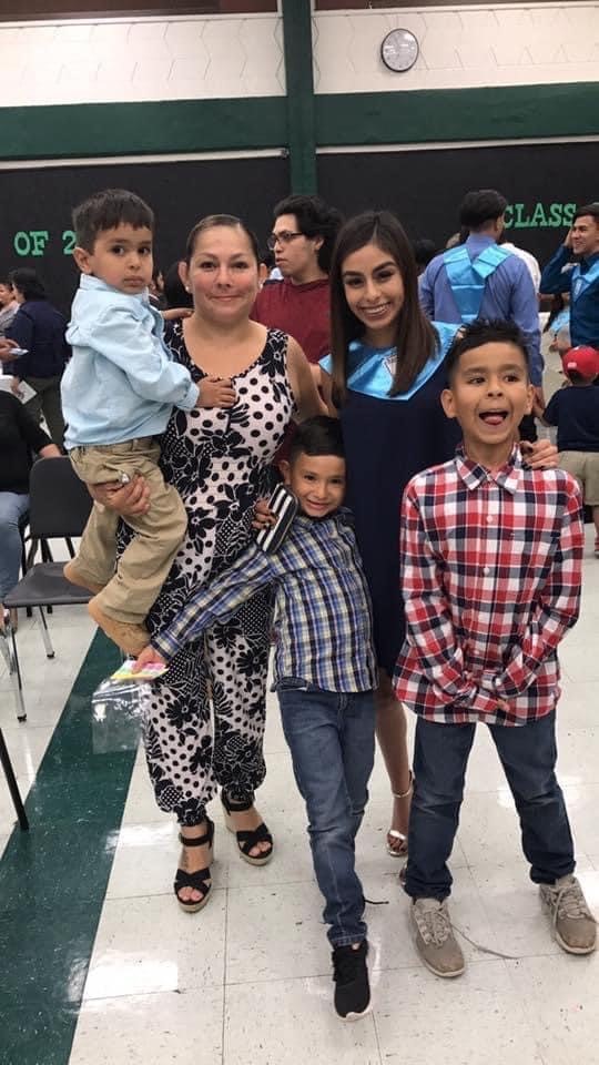 Dylan Perez, Aidan Reyes and Jayden Reyes with their mother, Melissa Perez. (Photo courtesy of family.)