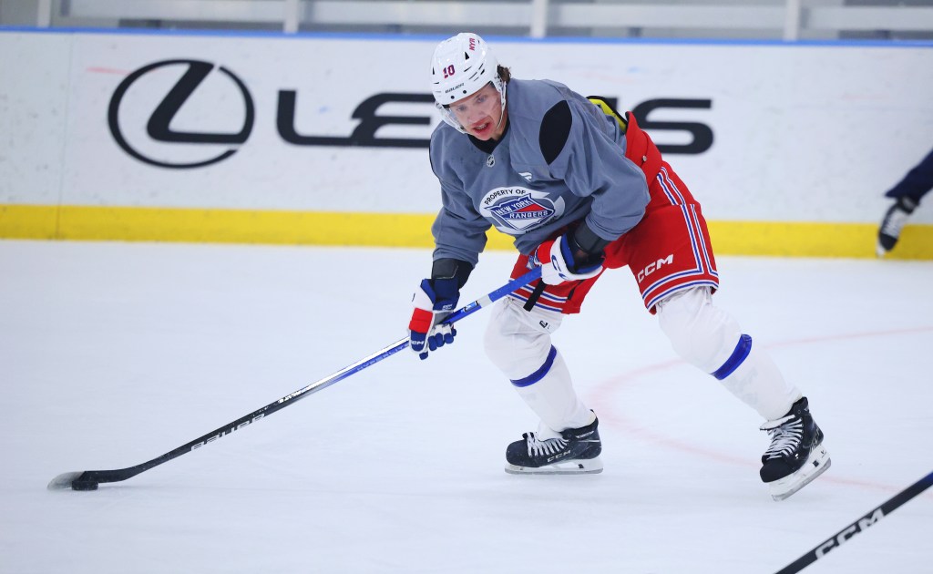 New York Rangers player Artemi Panarin #10 during training camp.