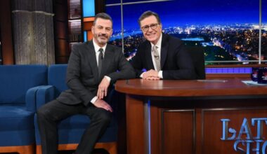 Late-night hosts Colbert, Kimmel appear as guests on each other's shows