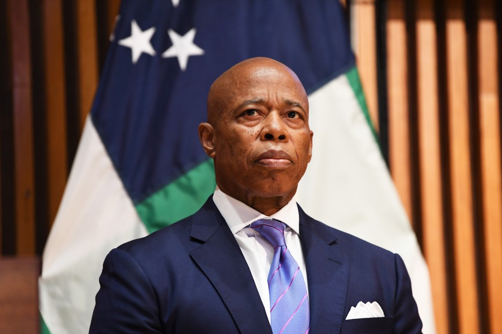 New York City Mayor Eric Adams at a press conference.