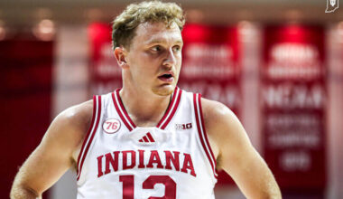 Tucker DeVries at IU's exhibition opener at Assembly Hall.