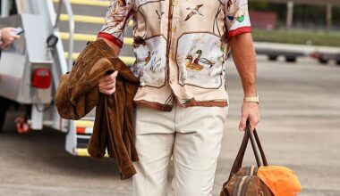 Travis Kelce was seen rocking a bizarre shirt after arriving in Jacksonville on his 36th birthday