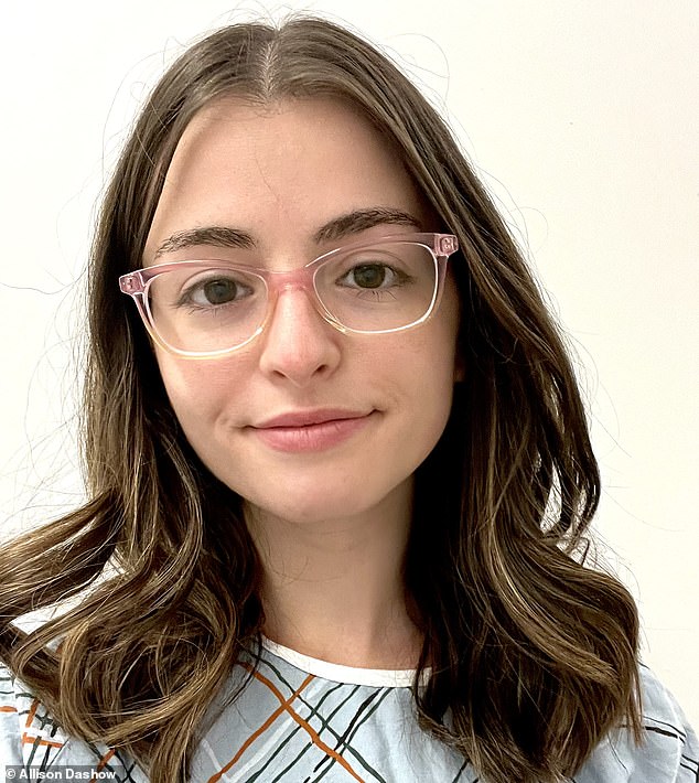 Pictured: Dashow before undergoing treatment for her ocular melanoma, which consisted of a surgery to insert a radioactive plaque into the back of the affected eye