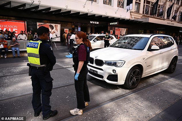 Four teenage boys were charged after allegedly driving a stolen BMW through Bourke St Mall
