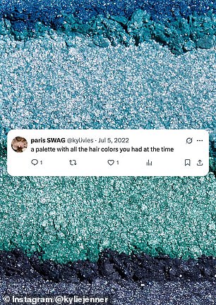 'You gotta bring back the teal somehow, maybe a shadow in a palette can be a teal shade,' one wrote on X. 'A palette with all the hair colors you had at the time,' another said