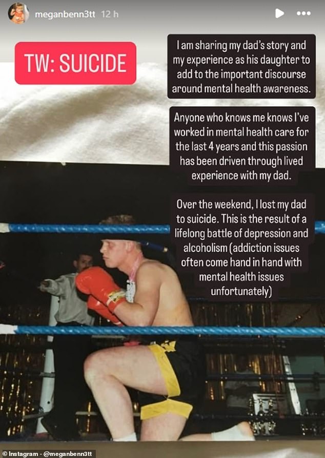 Bennett's sister, Megan, also took to social media to advocate for mental health awareness