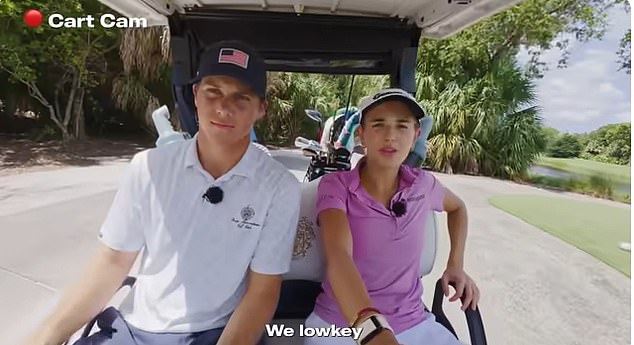 Kai Trump filmed her latest golfing YouTube video with friend Allan Kournikova (left)