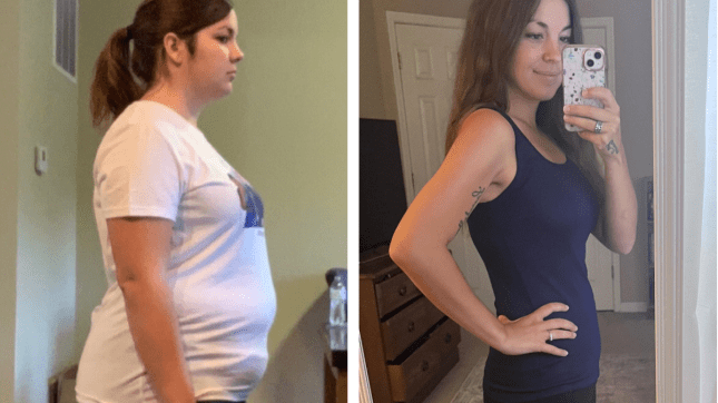 Before and after image of someone using the Simple App