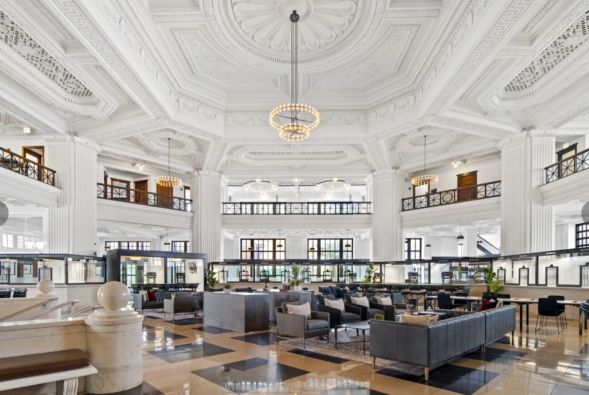 An interior photograph of the Sheridan Trust & Savings Bank Building