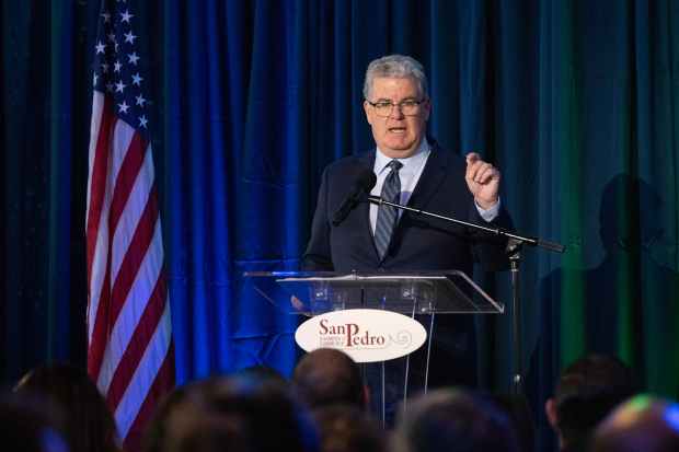 Los Angeles City Councilmember Tim McOsker speaks during the State...
