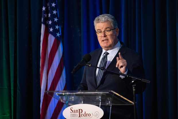 Los Angeles City Councilmember Tim McOsker speaks during the State...