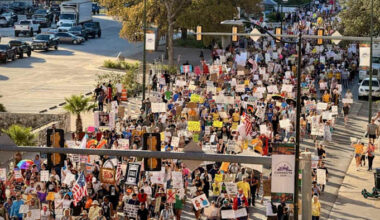 Thousands of people march through downtown San Antonio for ‘No Kings’ protest