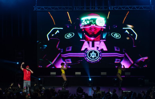 Dominican rapper El Alfa (AKA Emanuel Herrera Batista) performs at...