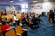 Community members listen as Stantec architects gather feedback about what they would like in...