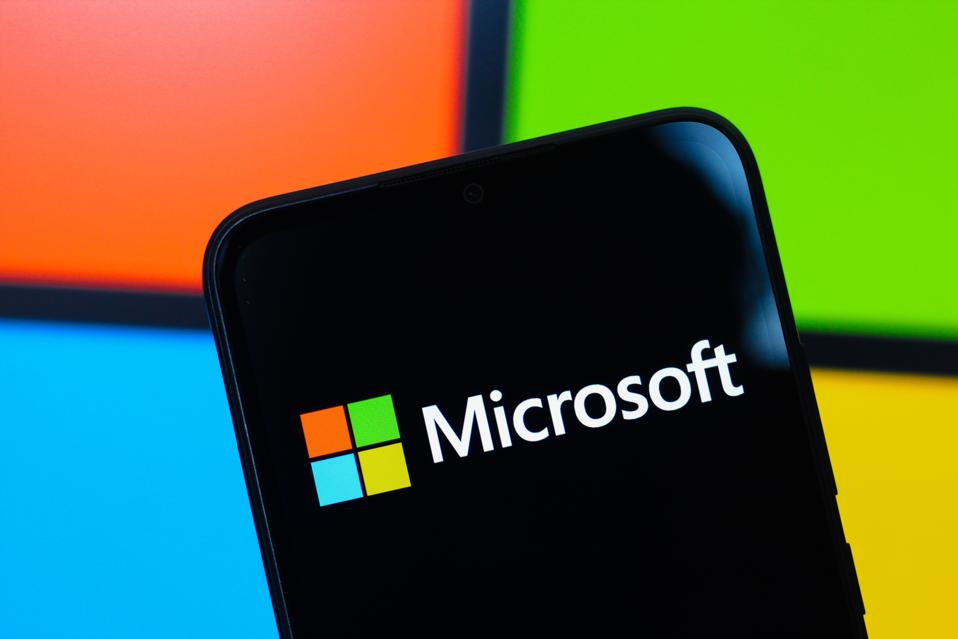 Microsoft logo on smartphone.
