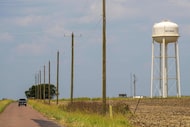 A South Ellis County Water Supply Corporation water tower is seen on Monday, Aug. 26, 2024,...