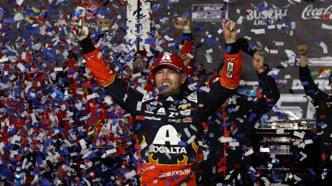 NASCAR driver William Byron celebrates 2025 Daytona 500 victory