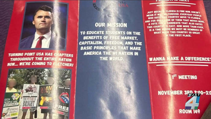 Students raise concerns over gun imagery on flyer for Turning Point chapter at Fletcher High School