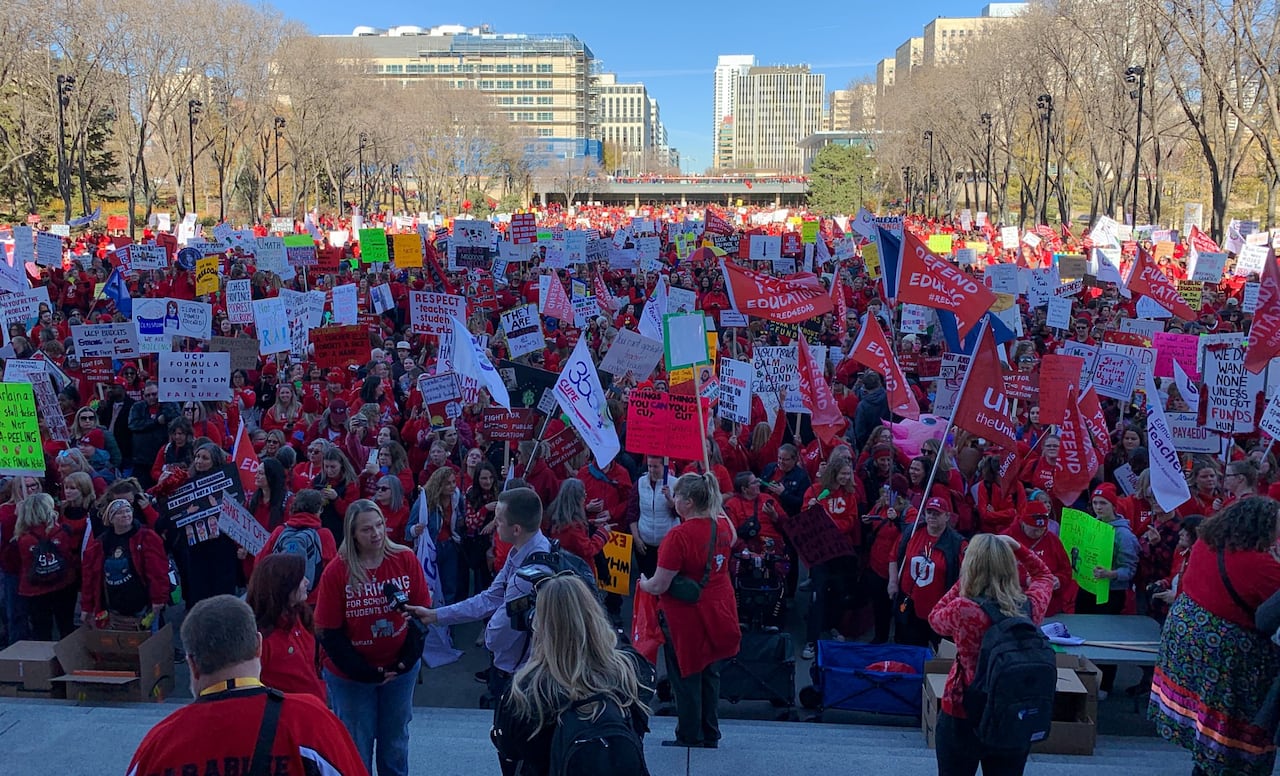 A large crowd of people. 