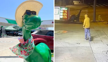 Video shows man stealing beloved Brentwood Sinclair gas station dinosaur