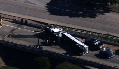 Overturned big rig blocking I-610 North Loop eastbound ramp to I-69 Eastex Freeway