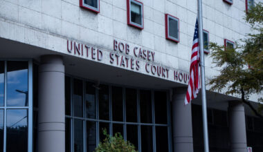 The Bob Casey United States Courthouse is located on Rusk Street in downtown Houston.