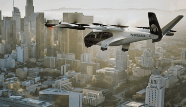 An artist rendition of a flight with an Archer air taxi